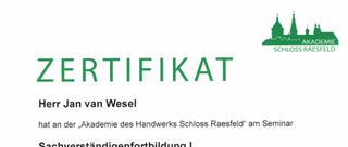 Kopf der Urkunde: Sachverständigenfortbildung
